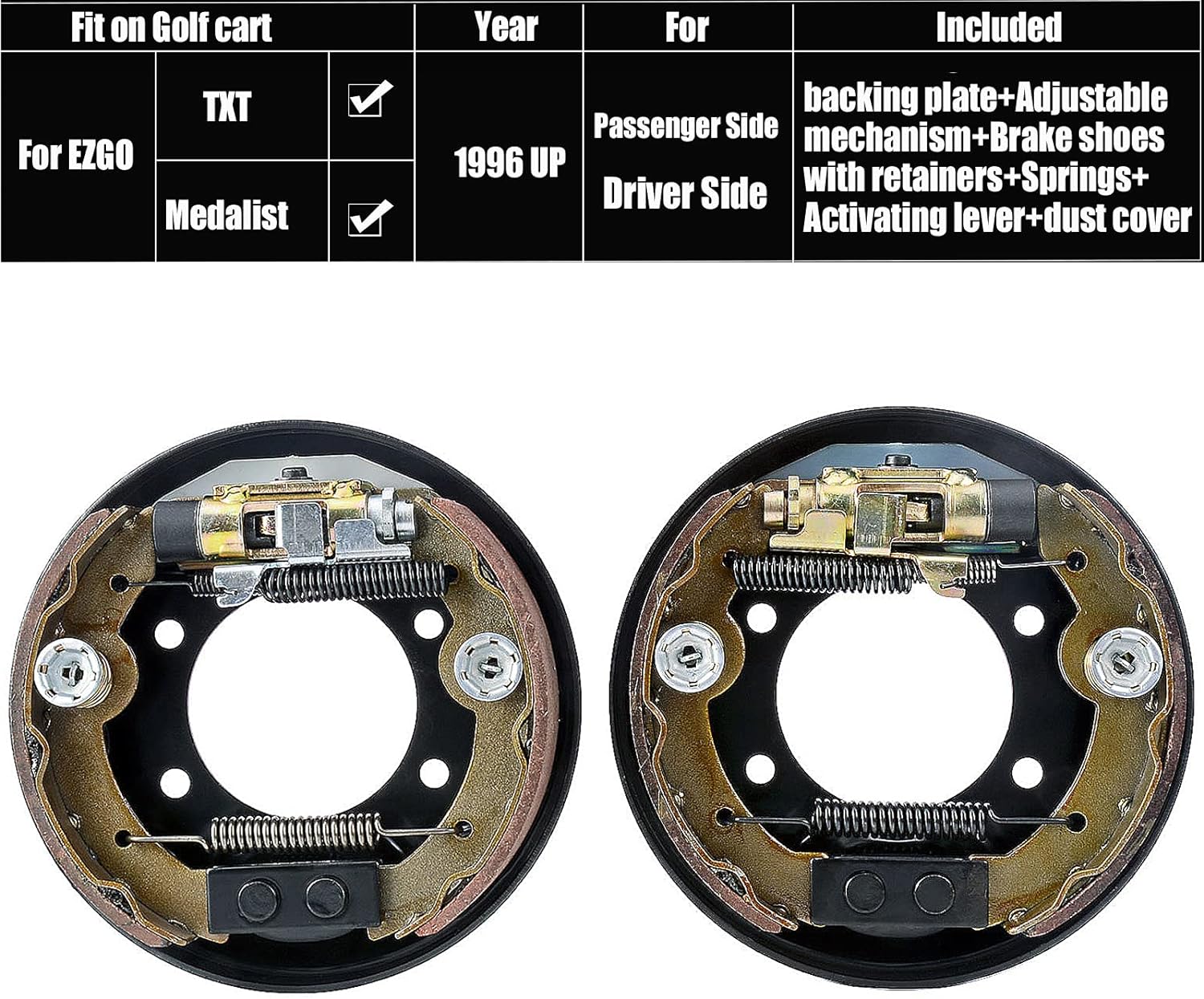 新政 - 新政n.6 Golf Cart Brake Assembly W/Brake Shoes for EZGO Yamaha
